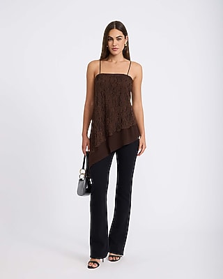 Lace Asymmetrical Hem Tunic Cami