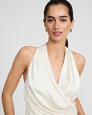 Satin Ruched Asymmetrical Surplice Tank - image 2
