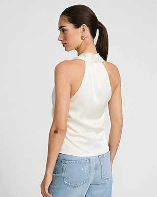 Satin Ruched Asymmetrical Surplice Tank - image 3