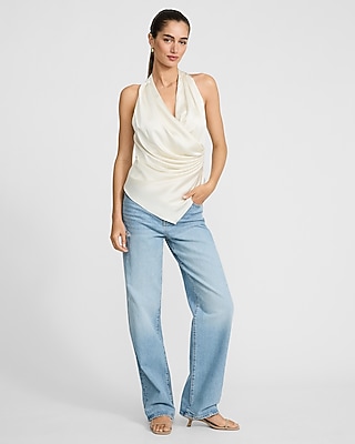 Satin Ruched Asymmetrical Surplice Tank - image 4