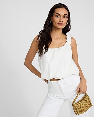Poplin Scoop Neck Bubble Tank