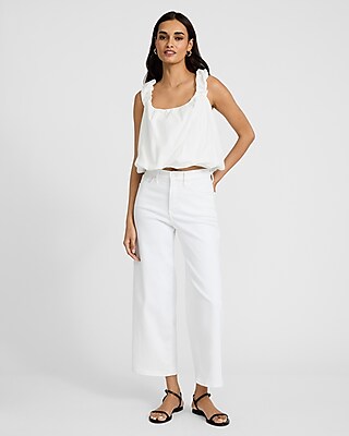 Poplin Scoop Neck Bubble Tank