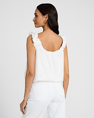Poplin Scoop Neck Bubble Tank