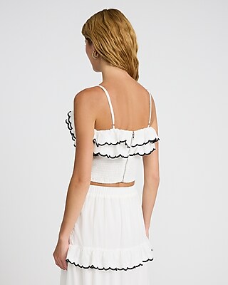 Tipped Ruffle Square Neck Cropped Cami