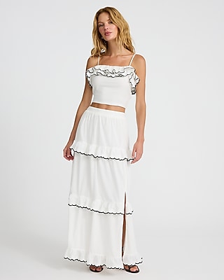 Tipped Ruffle Square Neck Cropped Cami