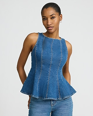 Sheer Textured Jacquard Long Sleeve Peplum Top | Express