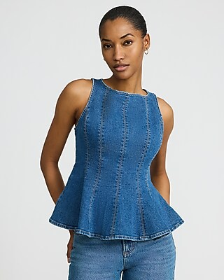 denim peplum dress Easy Classic Denim Peplum Top – VICI main image 0