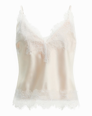 Satin Lace Trim V-Neck Cami