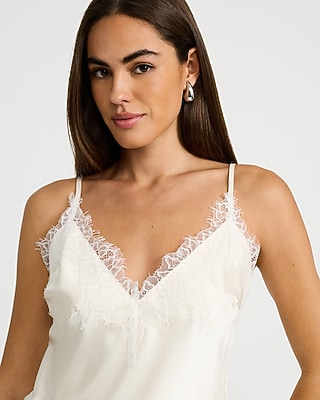 Satin Lace Trim V-Neck Cami