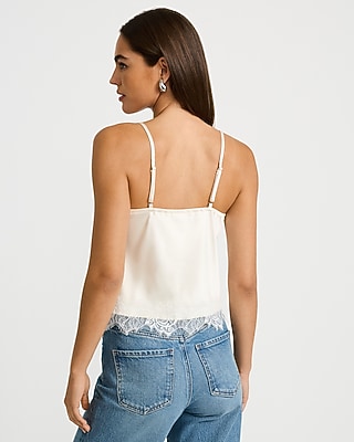 Satin Lace Trim V-Neck Cami