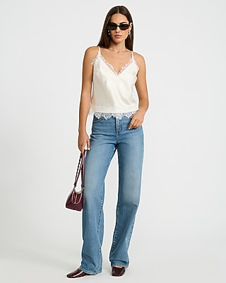 Satin Lace Trim V-Neck Cami