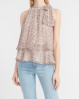 Download Leopard Print Layered Tie Neck Tank Express