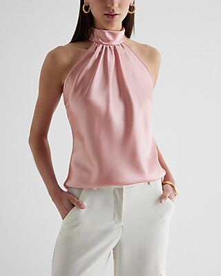 Satin Tie Halter Neck Tank | Express