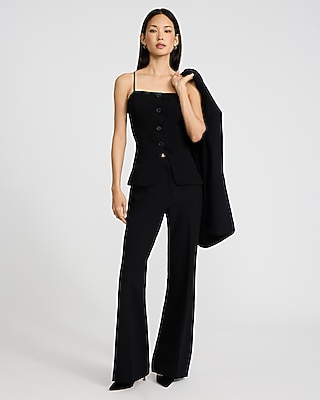 Crepe Square Neck Sleeveless Button Front Tailored Top - image 4