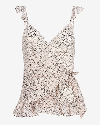 Printed Ruffle Wrap Tie Cami