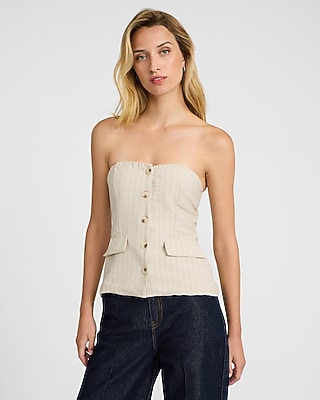 Pinstripe Strapless Vest Top