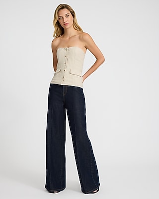 Pinstripe Strapless Vest Top