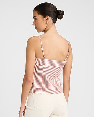 Striped Button Front Cutaway Hem Tank - image 2