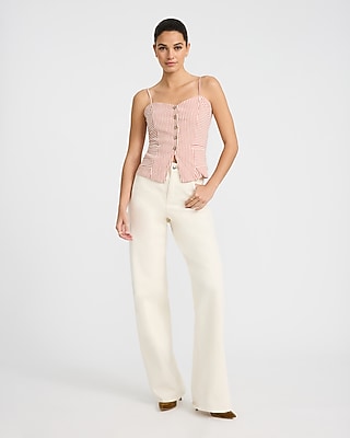 Striped Button Front Cutaway Hem Tank - image 3