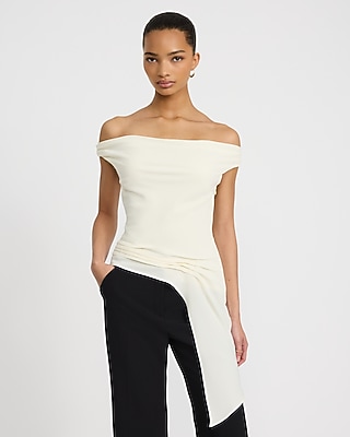Asymmetrical Off The Shoulder Draped Top | Express