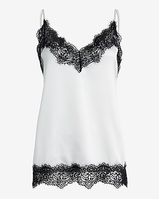 Satin Lace Trim V-Neck Cami