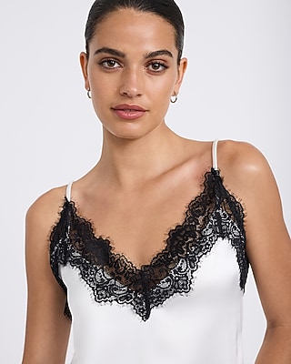 Satin Lace Trim V-Neck Cami