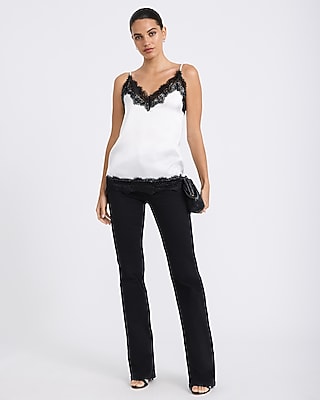 Satin Lace Trim V-Neck Cami