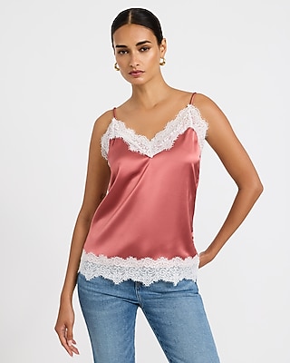 Satin Lace Trim V-Neck Cami - thumbnail 7