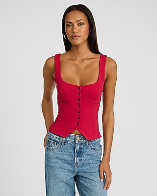 Square Neck Seamed Vest Top | Express