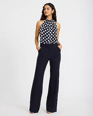 Polka Dot Tie Neck Sleeveless Top