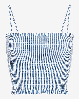 Striped Smocked Cropped Cami
