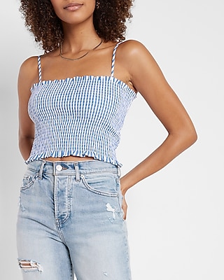 Striped Smocked Cropped Cami