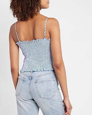 Striped Smocked Cropped Cami