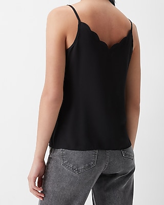 Solid Scalloped V-neck Cami | Express