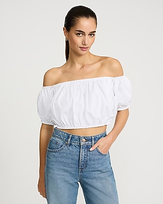 Top Court à épaules Dénudées Express One Eleven - Taille S Bleu Aqua - Occasion Très Bon état