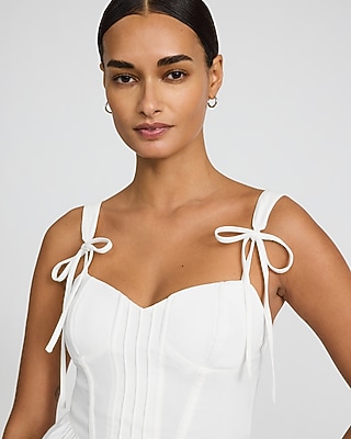 Poplin Bustier Bow Peplum Tank - image 2