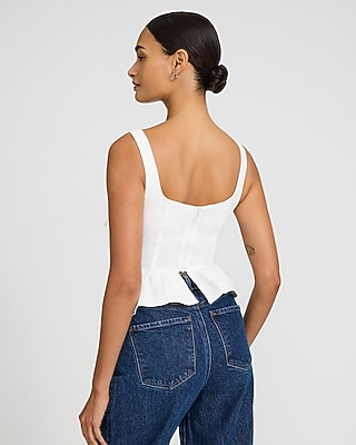 Poplin Bustier Bow Peplum Tank - image 3