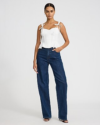 Poplin Bustier Bow Peplum Tank - image 4
