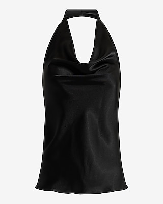 Satin Halter Cowl Neck Tank