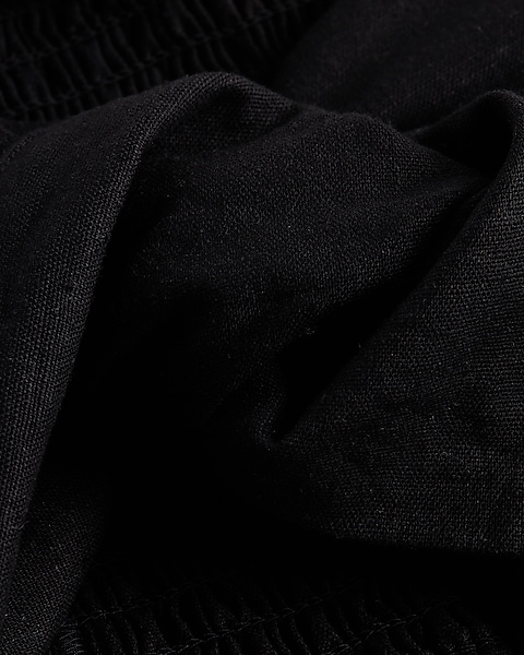 Linen-blend Tie Front Bandeau Top