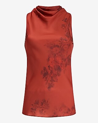 Floral Satin Cowl Neck Tank - image 4