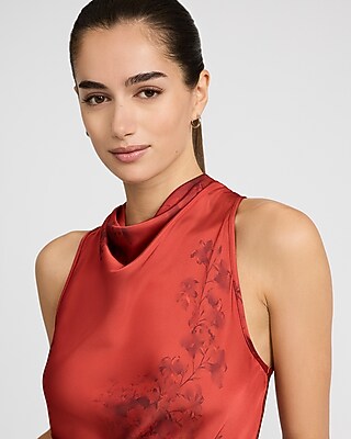 Floral Satin Cowl Neck Tank - image 2
