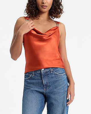 Satin Cowl Neck Buckle Strap Cami