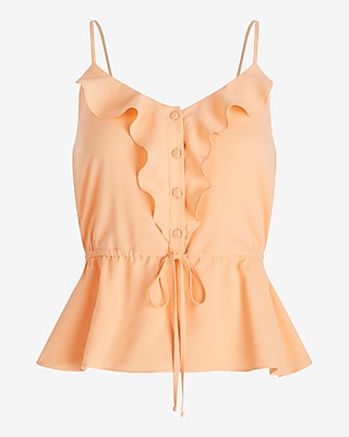 Ruffle Button Up Peplum Cami