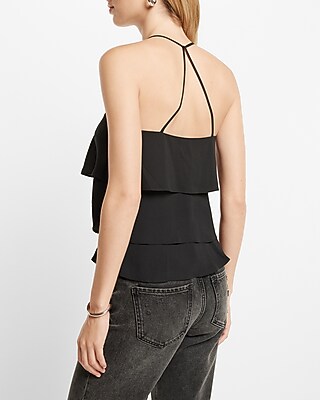 Ruffled V-neck Racerback Cami | Express