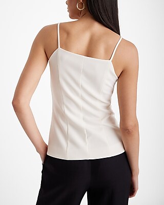 High Neck Button Front Split Hem Tank