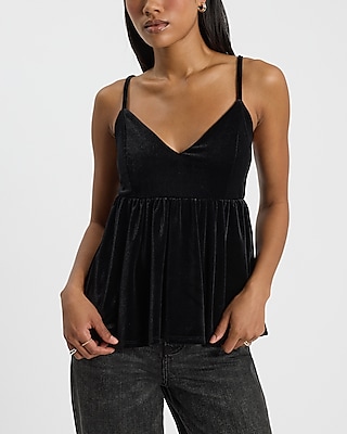 Velvet V-neck Babydoll Cami