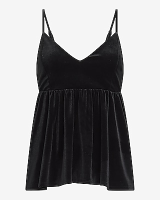 Velvet V-Neck Babydoll Cami