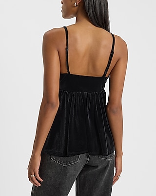 Velvet V-Neck Babydoll Cami