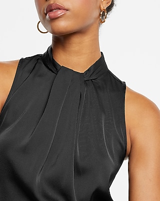 Satin Twist Halter Neck Tank
